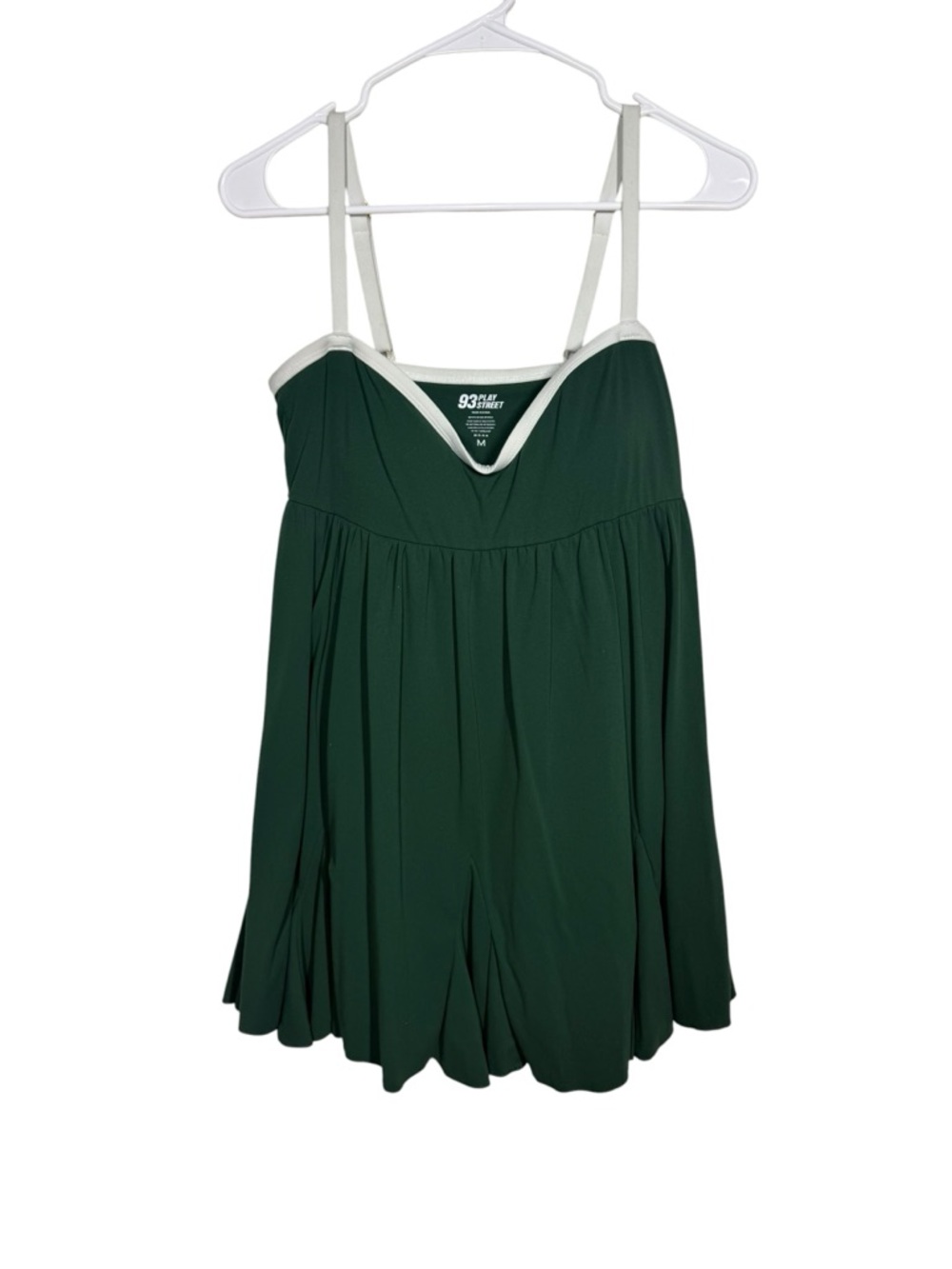 93 Streetwear Dark Green One-Piece Swimdress with White Trim